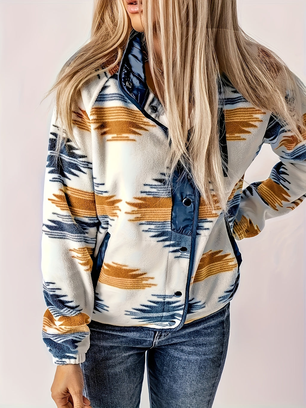 Maristela | Damestrui met kleurblokkenprint – Loszittende pullover met lange mouwen