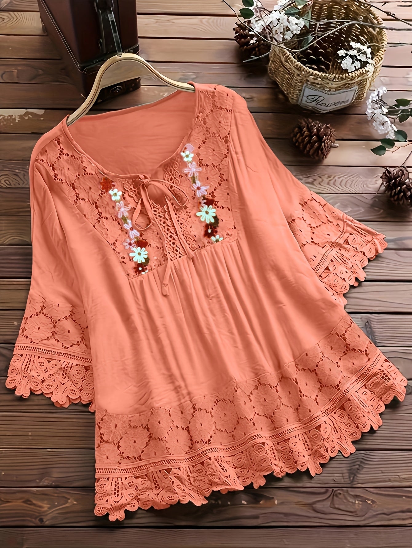 Glyra | Elegante kanten blouse voor dames – Zomerse casual top