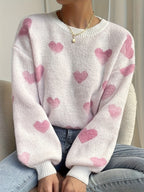 Delysia | Damestrui met hartjesprint – Zachte gebreide pullover