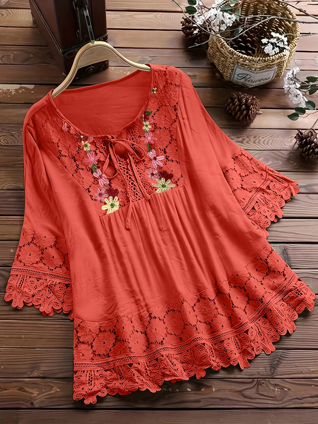 Glyra | Elegante kanten blouse voor dames – Zomerse casual top