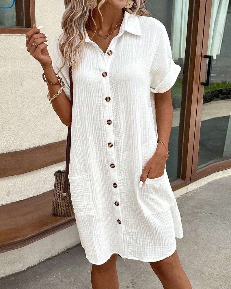 Fayelle | Luchtige overhemdjurk voor dames – Lichtgewicht, casual zomerjurk met zakken