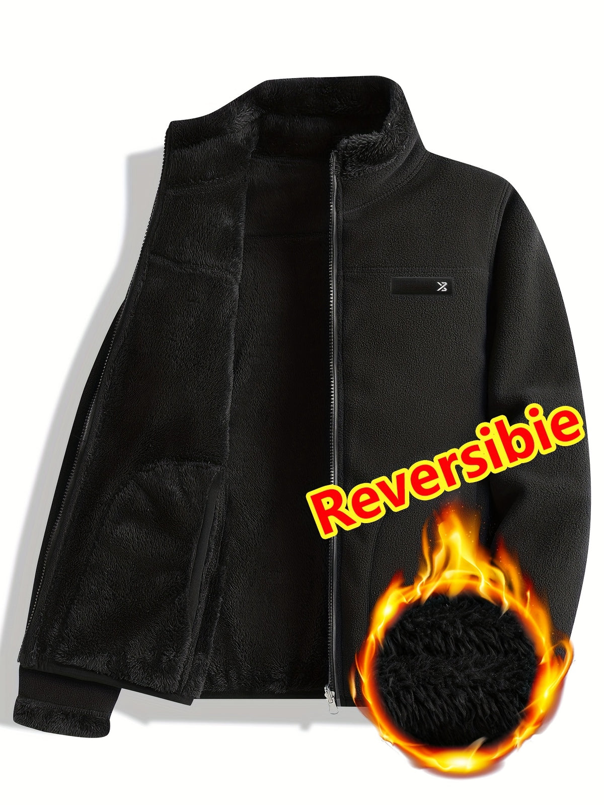 Armelle | Dames omkeerbare casual jas – Dikke, ruige textuur