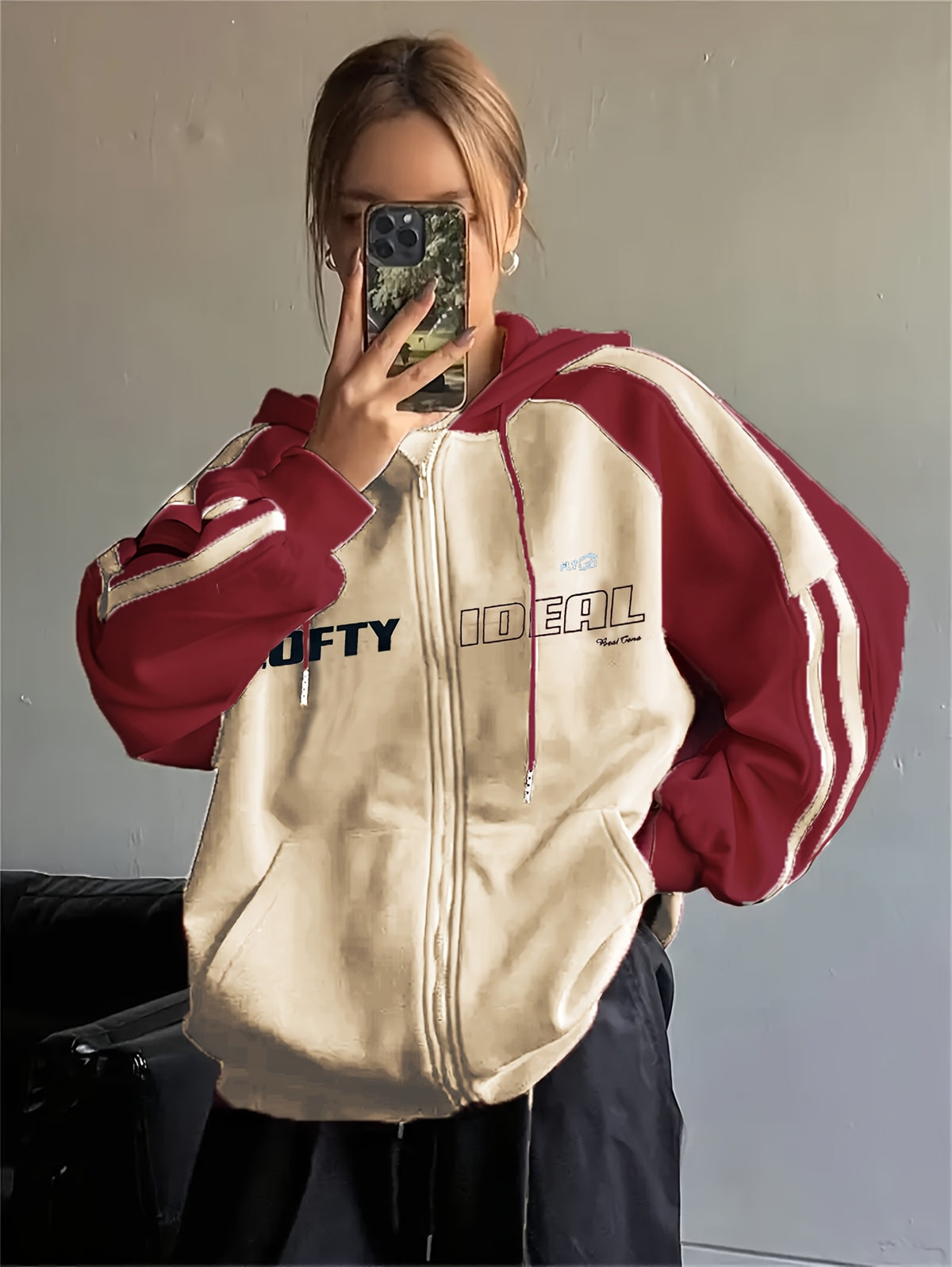 Armina | Y2K-hoodie met kleurblokkenprint voor dames – Casual sweatshirt met capuchon