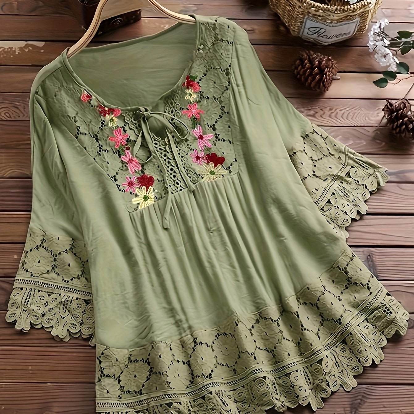 Glyra | Elegante kanten blouse voor dames – Zomerse casual top