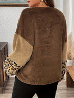 Jessalise | Pluche dames-sweatshirt met luipaardprint – Color-block met lange mouwen