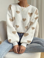 Delysia | Damestrui met hartjesprint – Zachte gebreide pullover