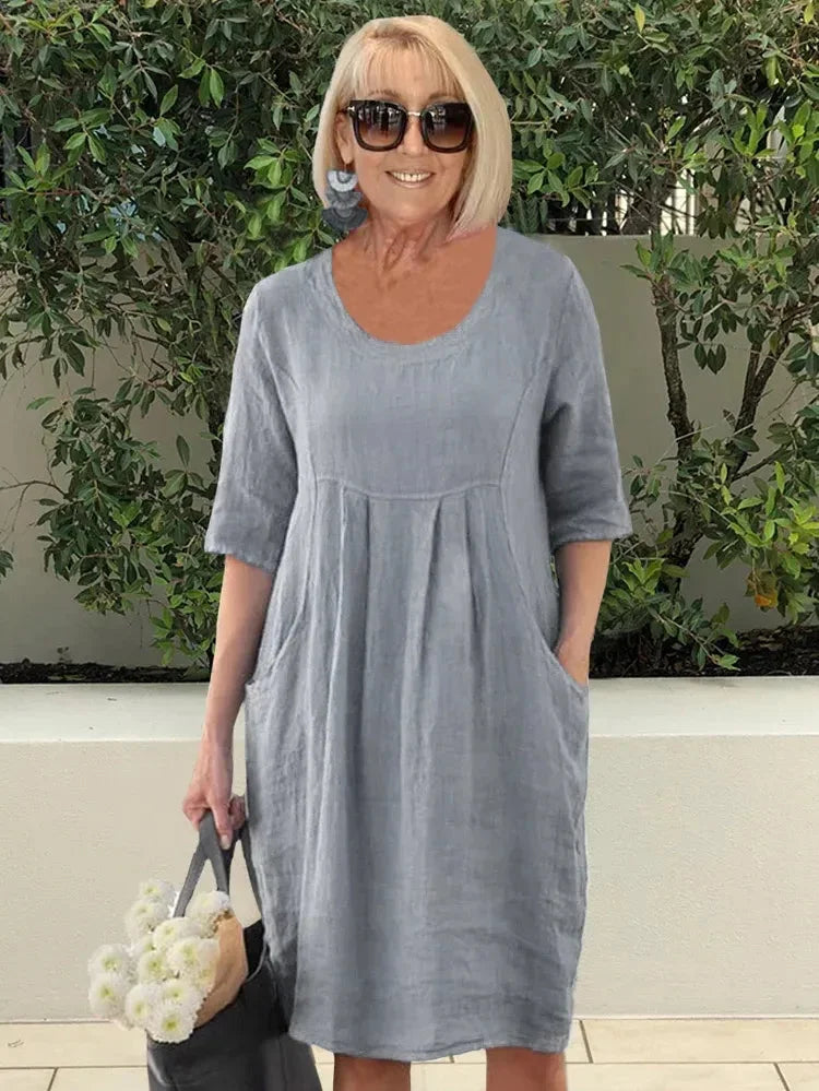 Elin | Elegante zomerjurk voor dames – Luchtige, soepel vallende casual midi-jurk