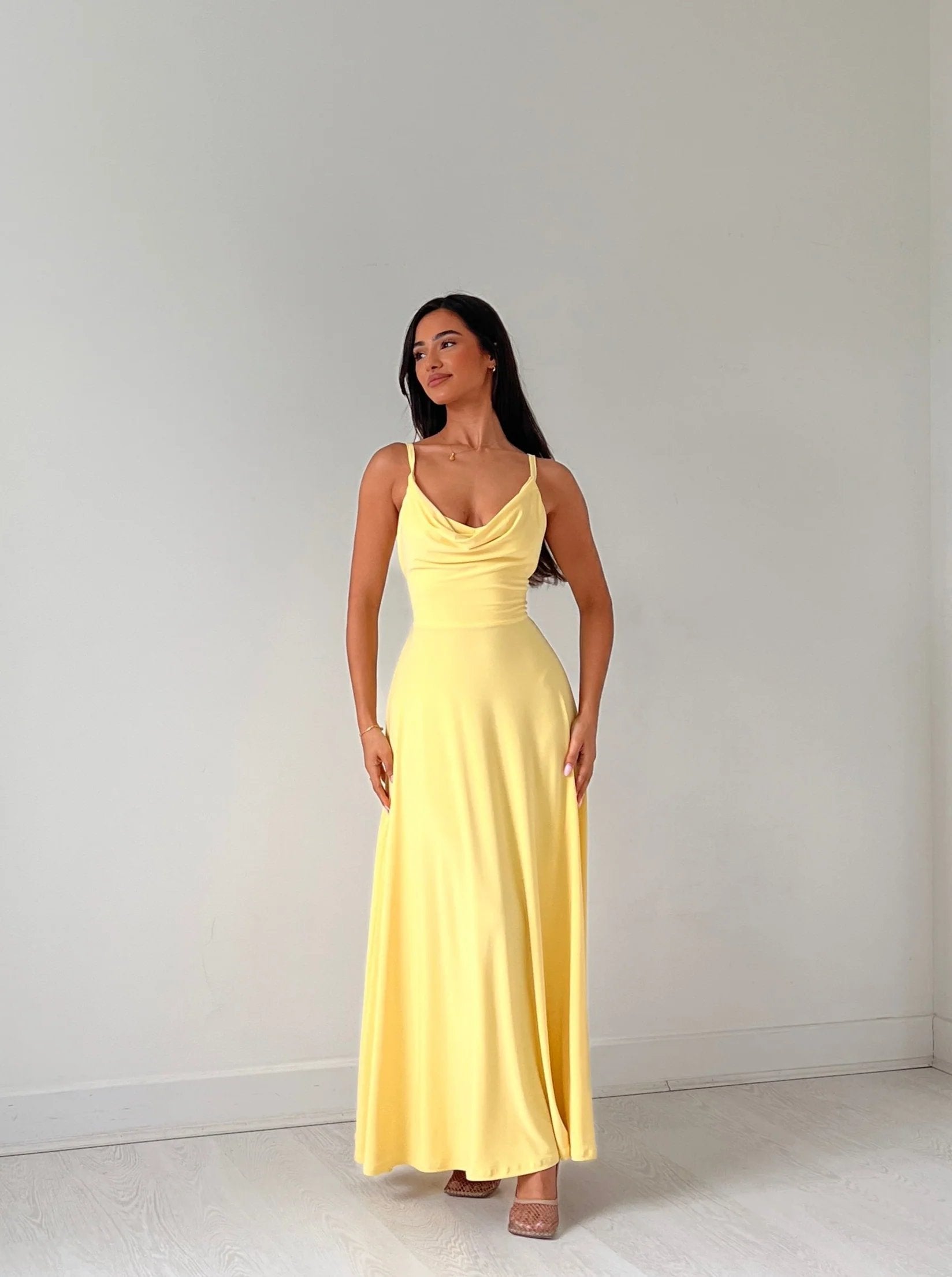 Baylor |  Elegante Dames Maxi Jurk – Gedrapeerde Lange Jurk met V-Hals