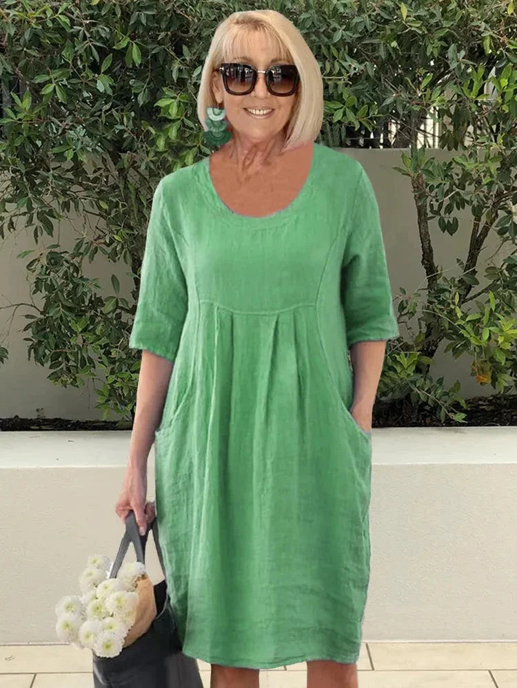 Elin | Elegante zomerjurk voor dames – Luchtige, soepel vallende casual midi-jurk