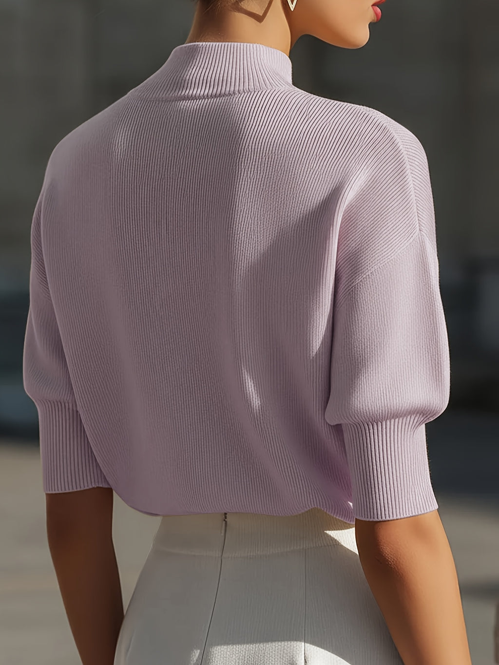 Ardessa | Dames T-shirt met structuur – Opstaande kraag, aansluitende manchetten