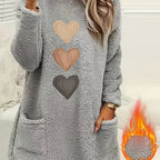 Leonie | Dames-sweatshirt met fleecevoering en hartjesprint – Casual pullover met lange mouwen