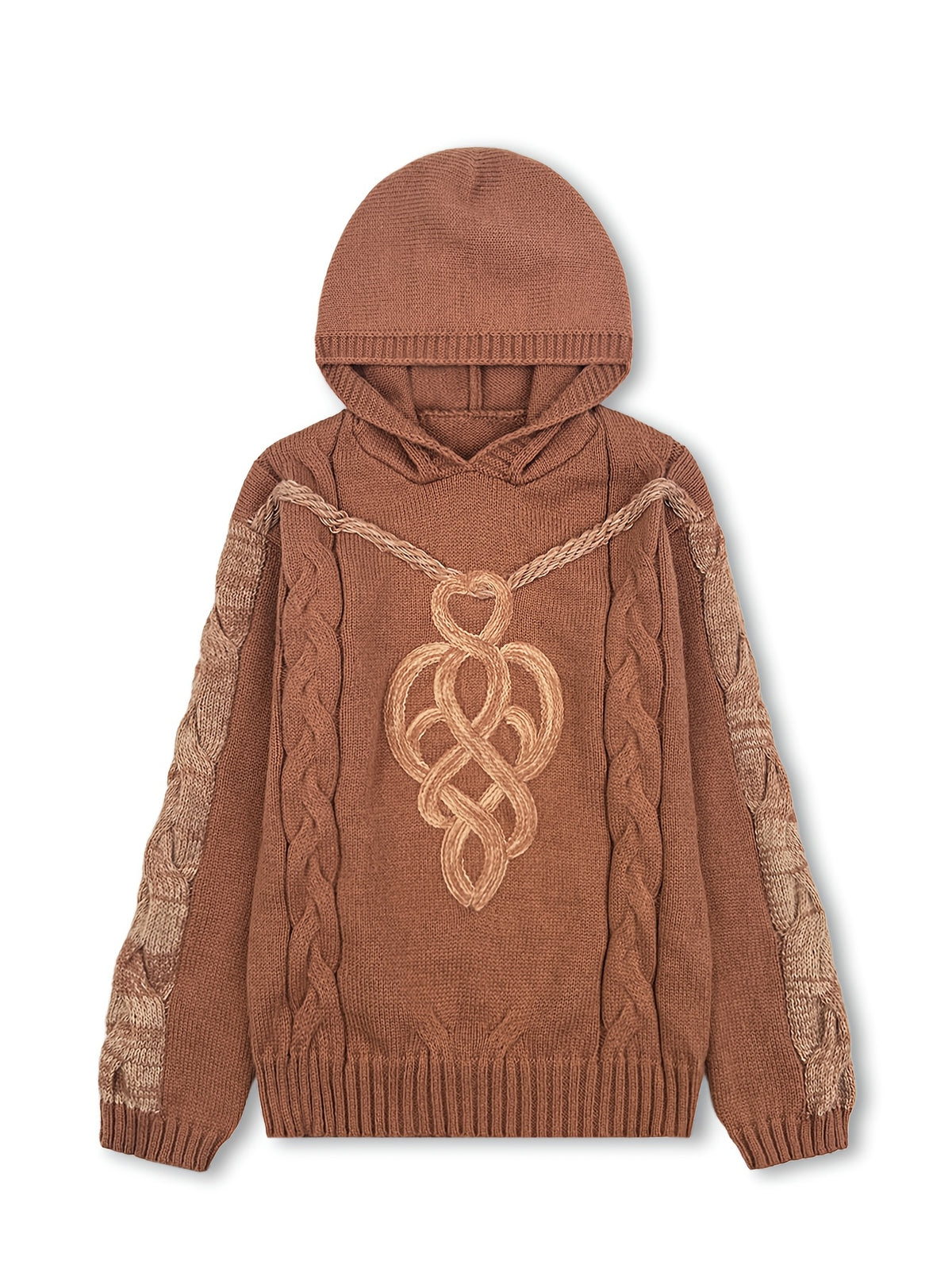 Acey | Damestrui met capuchon – Zachte pullover van geborduurd jacquard