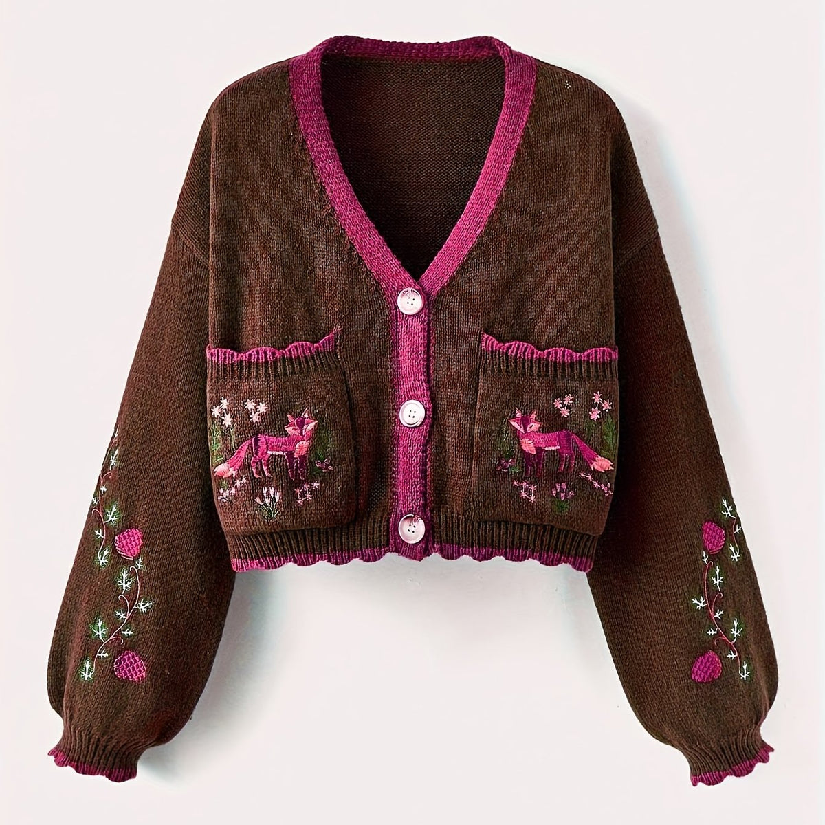 Evelara | Dames Vest met Kleurvlakken – Geborduurde Vos