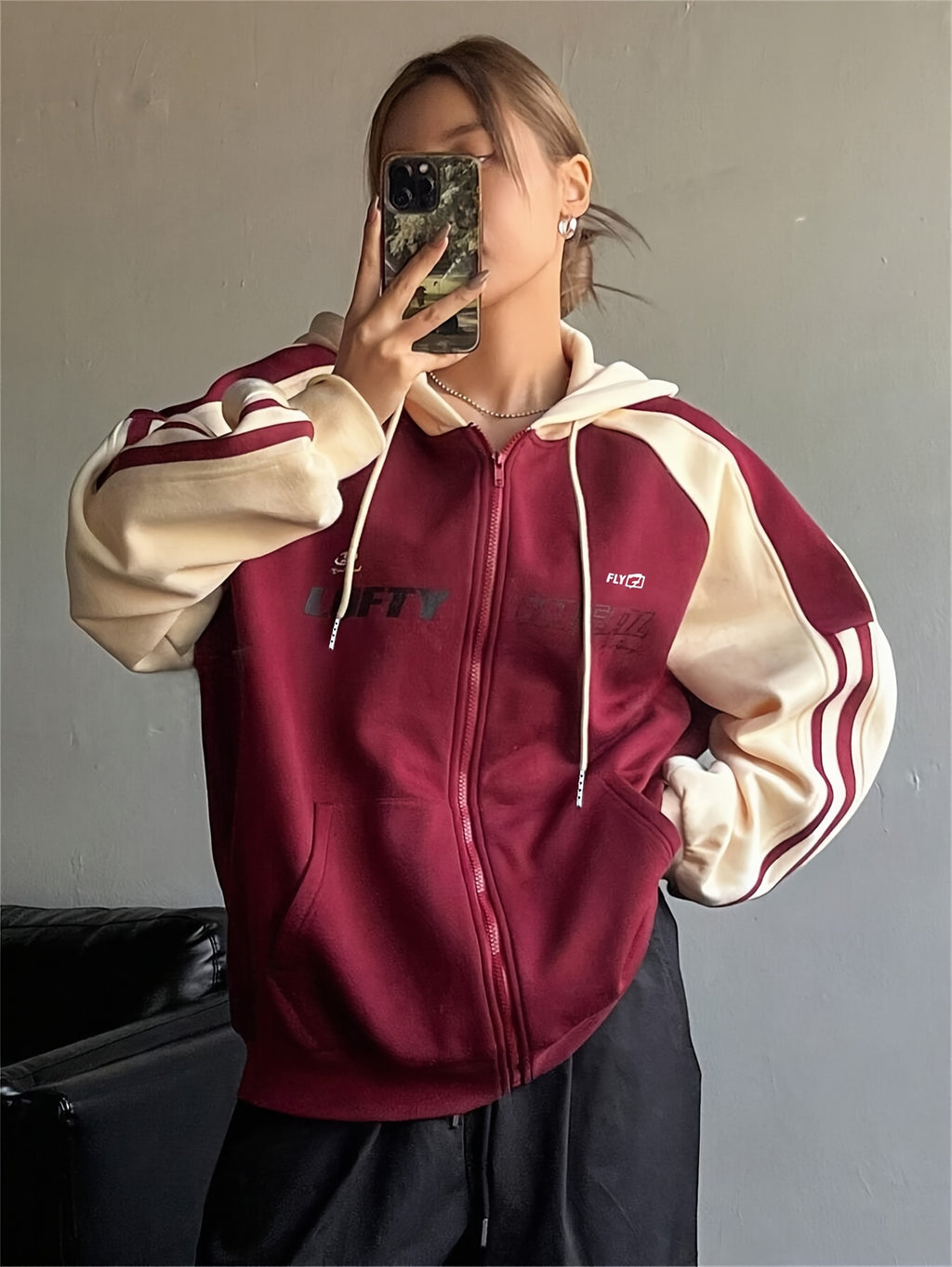 Armina | Y2K-hoodie met kleurblokkenprint voor dames – Casual sweatshirt met capuchon