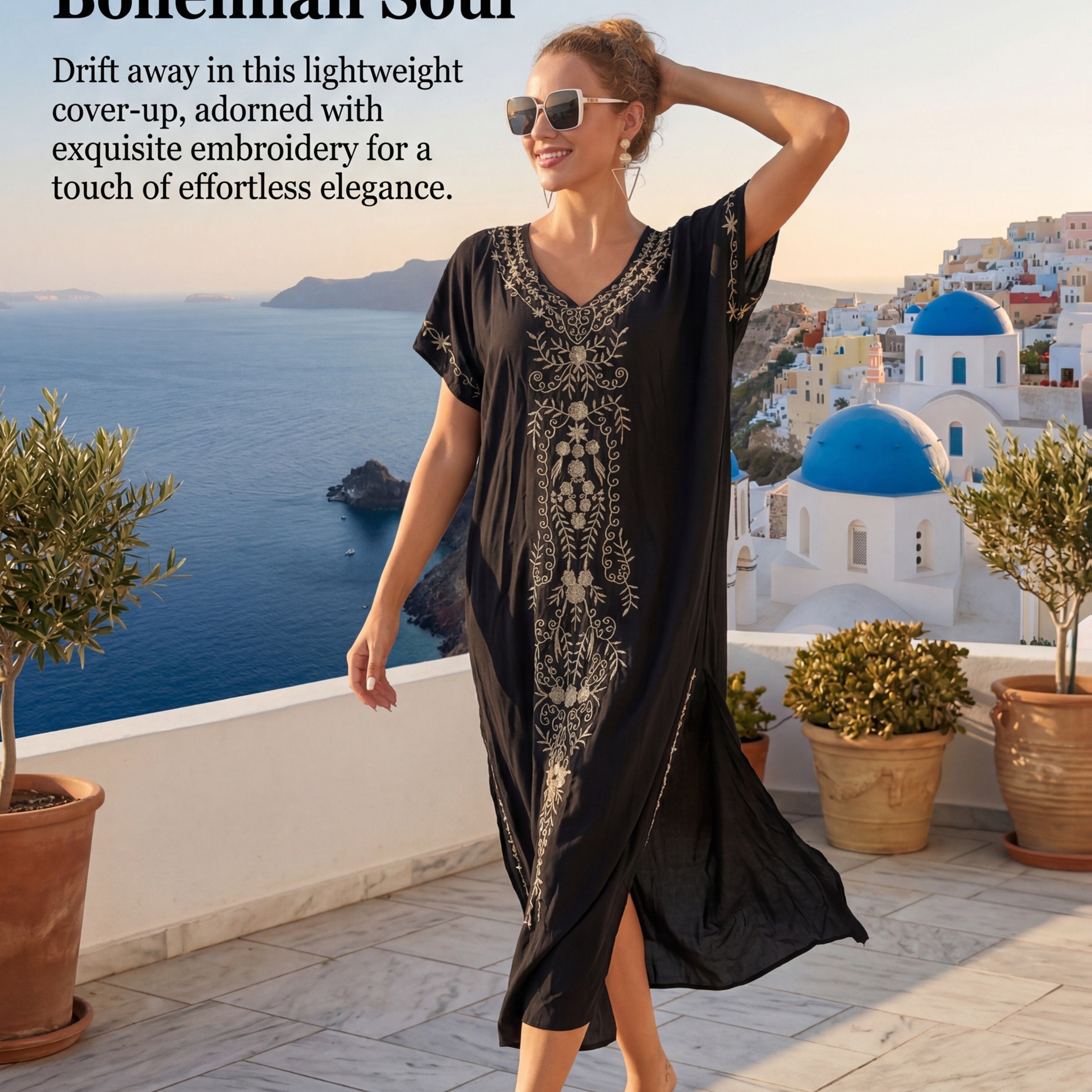 Evora | Boho-maxi-jurk voor dames – Lichte, geborduurde vakantiejurk