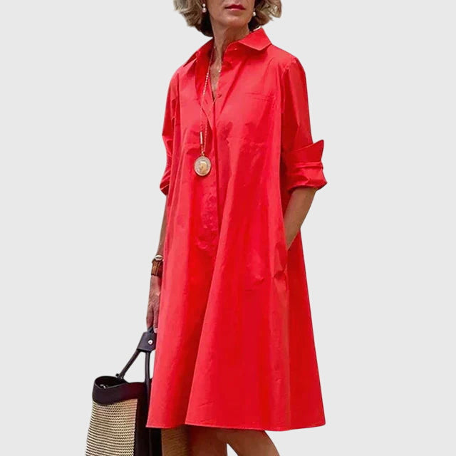 Amra | Elegante midi-jurk voor dames met zakken – Casual A-lijn jurk