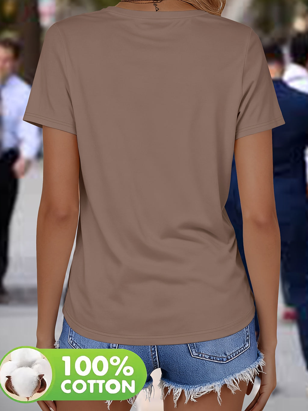 Belyn | Zomer-T-shirt voor dames – Top met V-hals, grafische print, zwaar materiaal, casual en chic