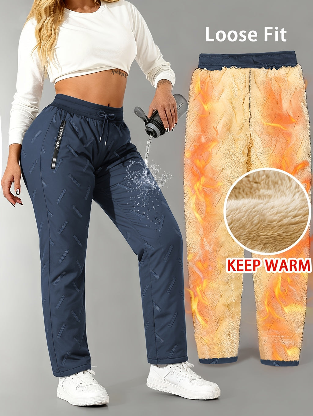 Elysoria | Winterbroek voor dames met fleecevoering – Warme broek met losse pasvorm