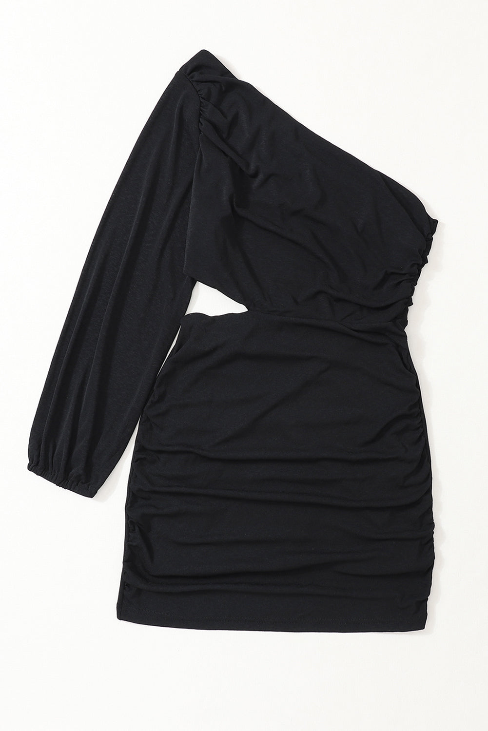 Amia | Zwarte one-shoulder bodycon jurk – asymmetrische aansluitende cocktail
