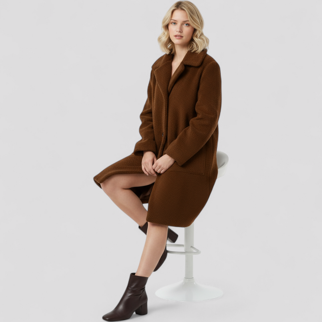 Elarienne | Dames Lange Wollen Jas – Warme, Elegante Klassieke Jas