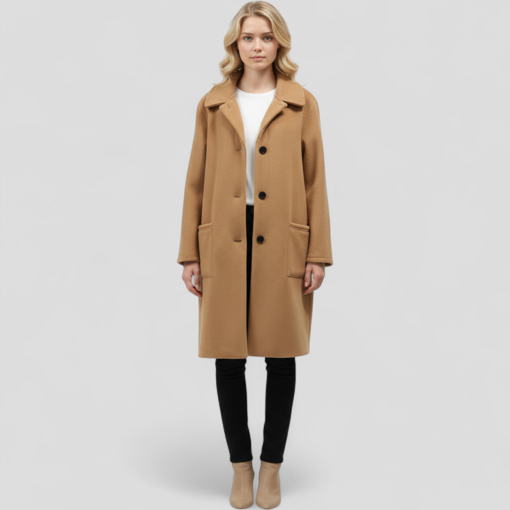 Elarienne | Dames Lange Wollen Jas – Warme, Elegante Klassieke Jas
