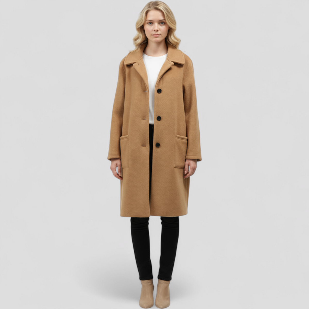 Elarienne | Dames Lange Wollen Jas – Warme, Elegante Klassieke Jas