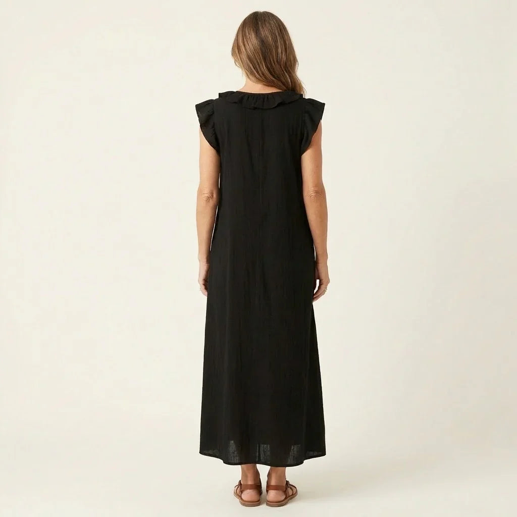 Camila | Lange damesjurk – Elegante maxi-jurk met V-hals