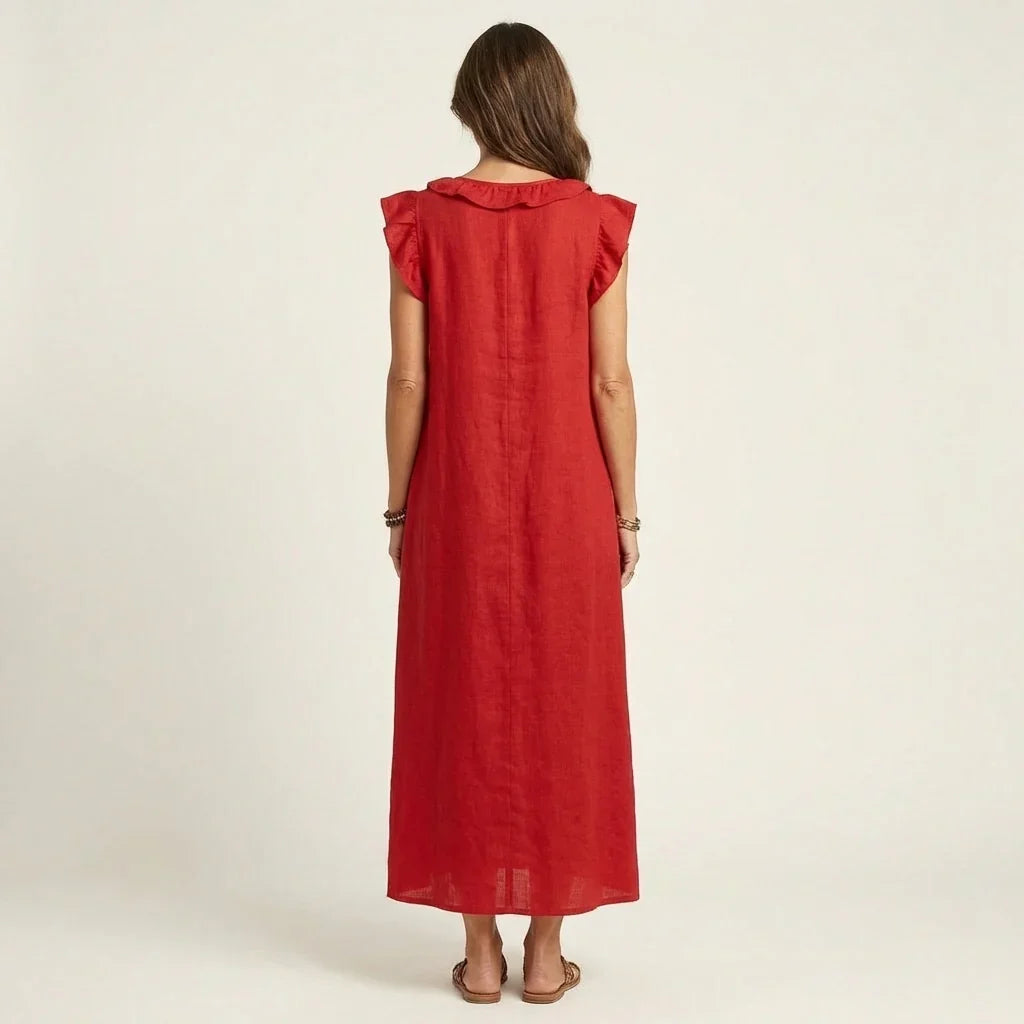 Camila | Lange damesjurk – Elegante maxi-jurk met V-hals