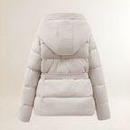 Nicolette | Gewatteerd damesjack met capuchon en riem – Comfortabele pasvorm