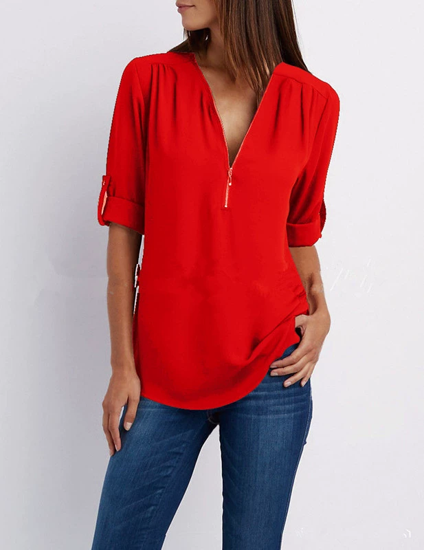 Keni | Casual-elegante damestop – Stijlvolle blouse met V-hals voor dagelijks gebruik