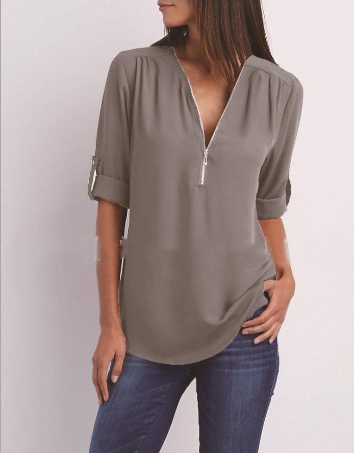 Keni | Casual-elegante damestop – Stijlvolle blouse met V-hals voor dagelijks gebruik
