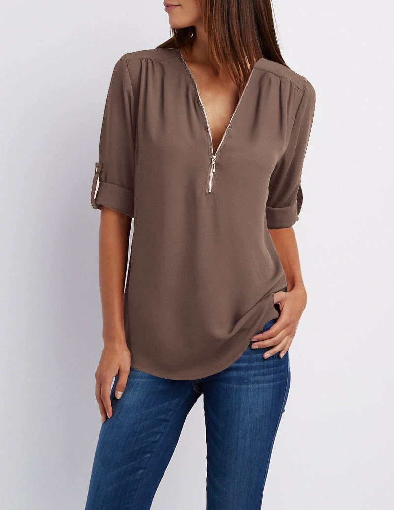 Keni | Casual-elegante damestop – Stijlvolle blouse met V-hals voor dagelijks gebruik