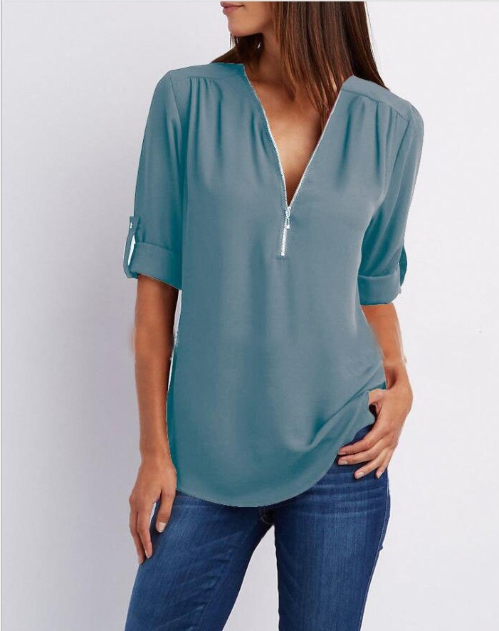Keni | Casual-elegante damestop – Stijlvolle blouse met V-hals voor dagelijks gebruik