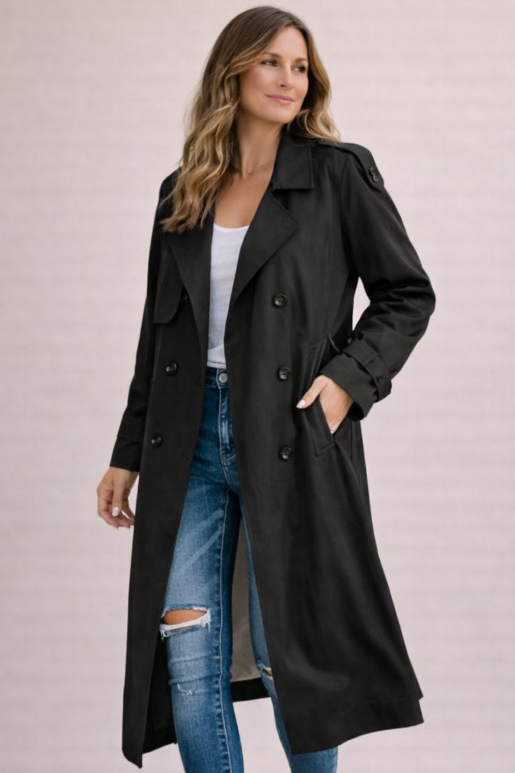 Annet | Trenchcoat voor dames met dubbele knoopsluiting, strikriem en gekerfde revers