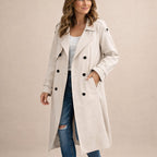 Annet | Trenchcoat voor dames met dubbele knoopsluiting, strikriem en gekerfde revers