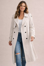 Annet | Trenchcoat voor dames met dubbele knoopsluiting, strikriem en gekerfde revers