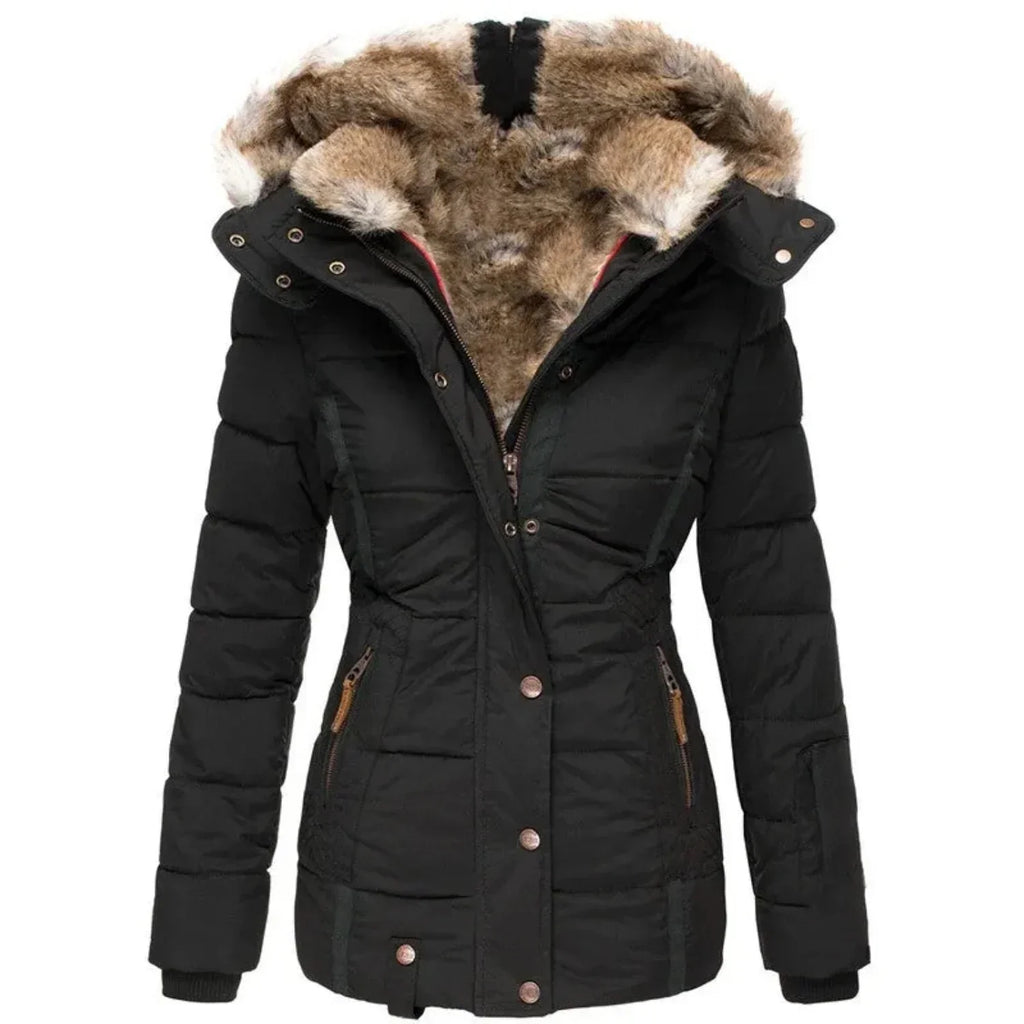 Betsie | Luxe Dames Winterjas met Capuchon – Warm Gevoerd en Bontgevoerde Jas