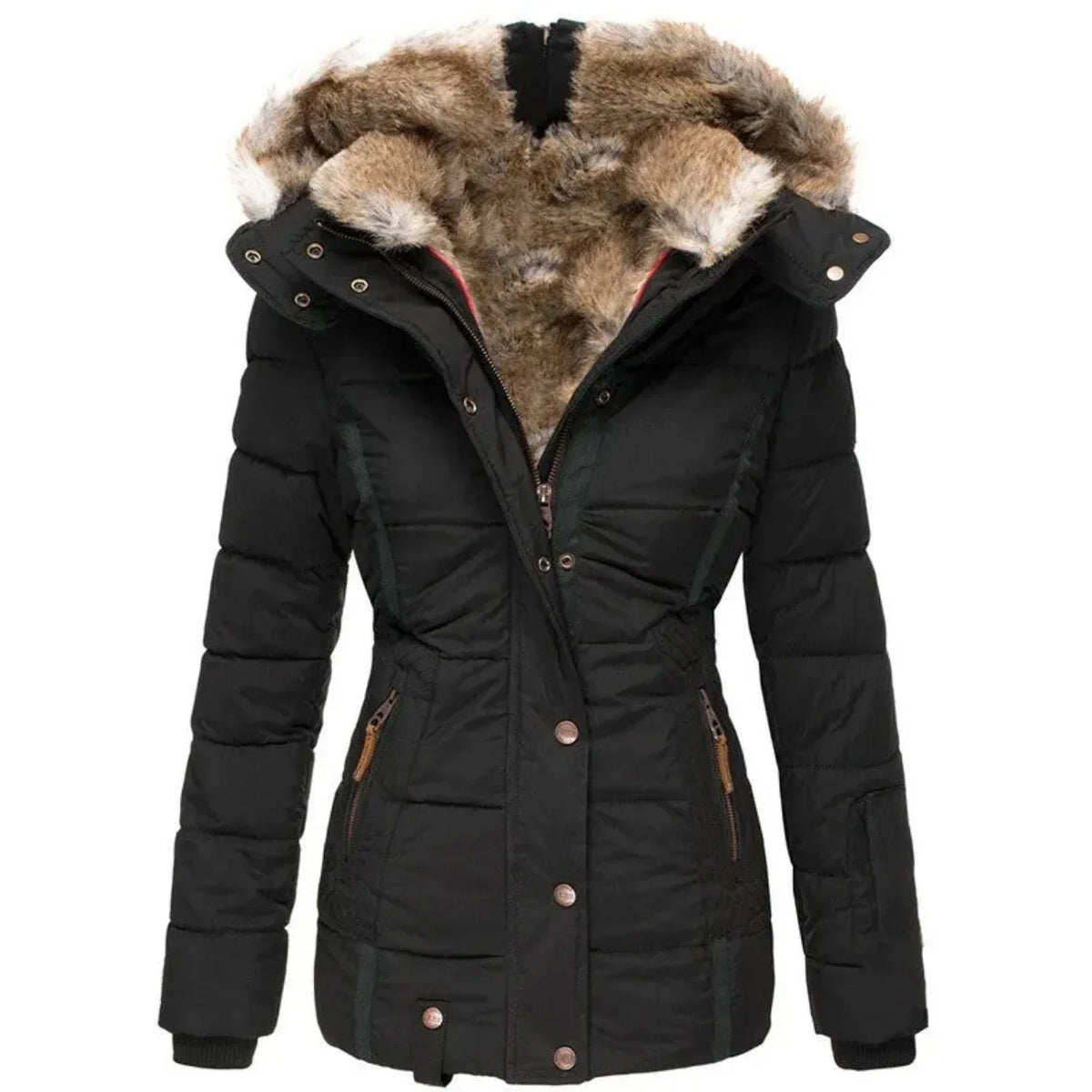 Betsie | Luxe Dames Winterjas met Capuchon – Warm Gevoerd en Bontgevoerde Jas