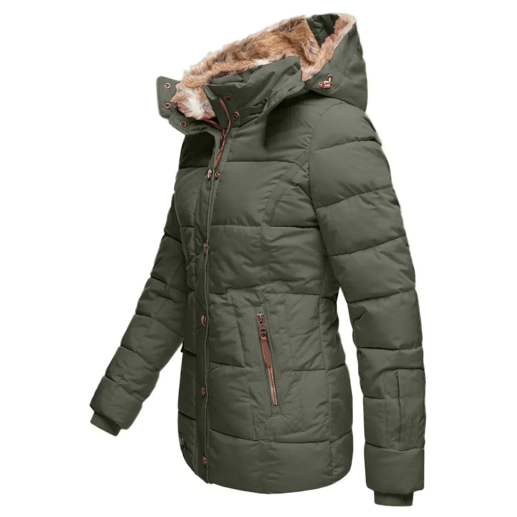 Betsie | Luxe Dames Winterjas met Capuchon – Warm Gevoerd en Bontgevoerde Jas