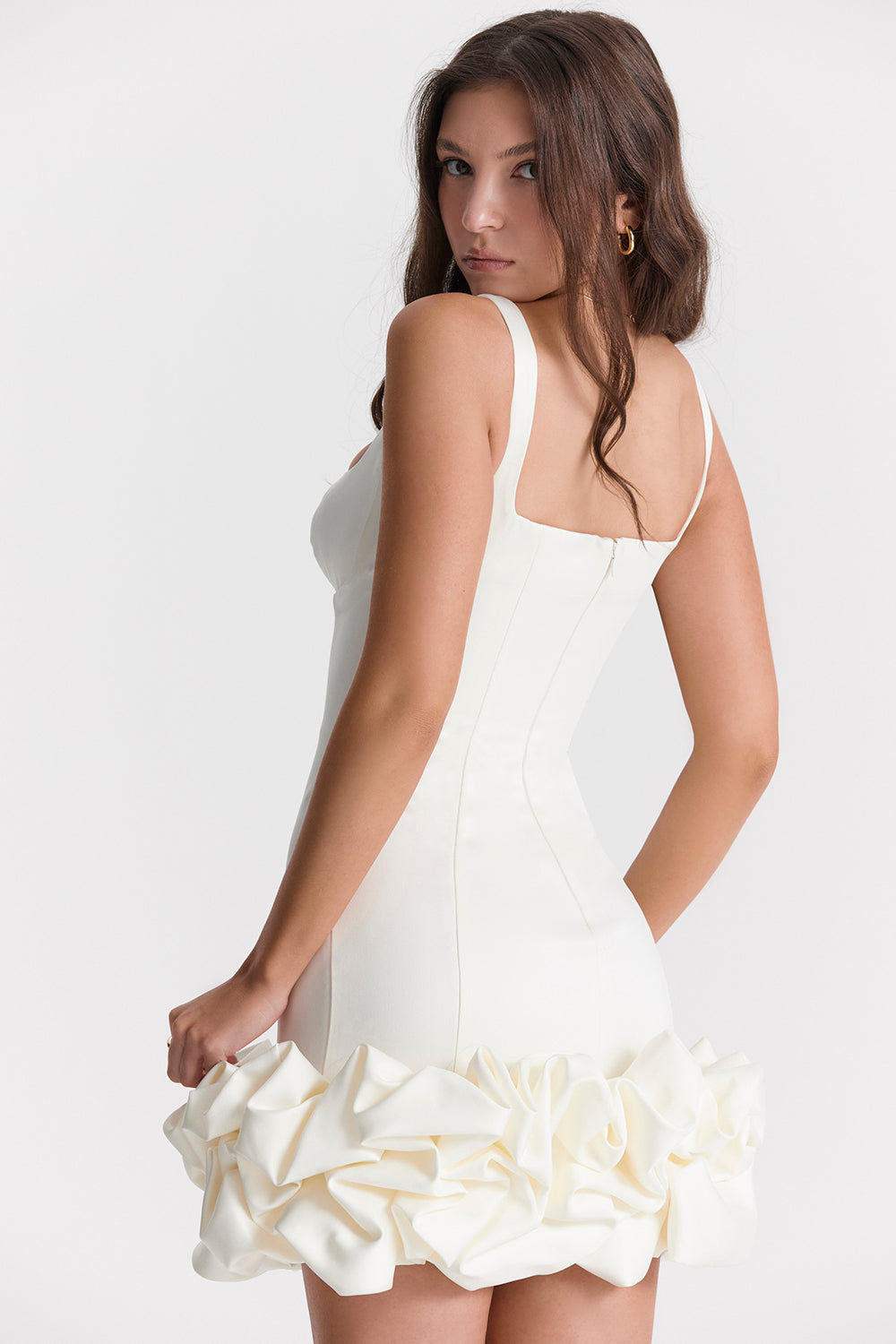 Athalia | Dames Elegante Bodycon Mini Jurk – Mouwloze Cocktail- en Avondjurk met Volantzoom