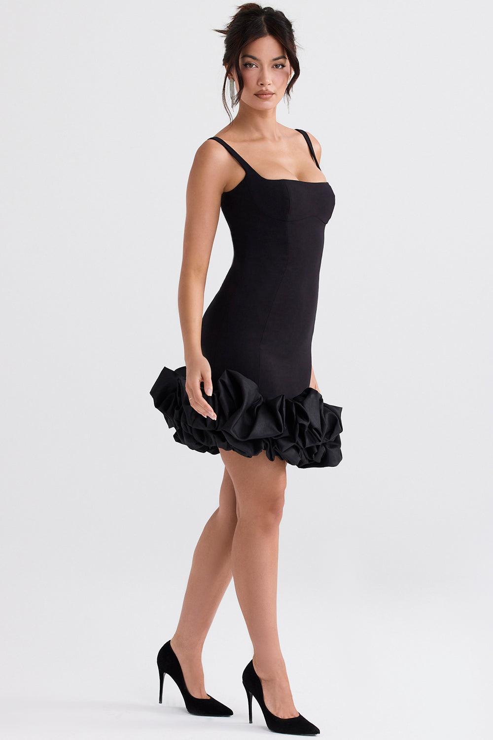 Athalia | Dames Elegante Bodycon Mini Jurk – Mouwloze Cocktail- en Avondjurk met Volantzoom