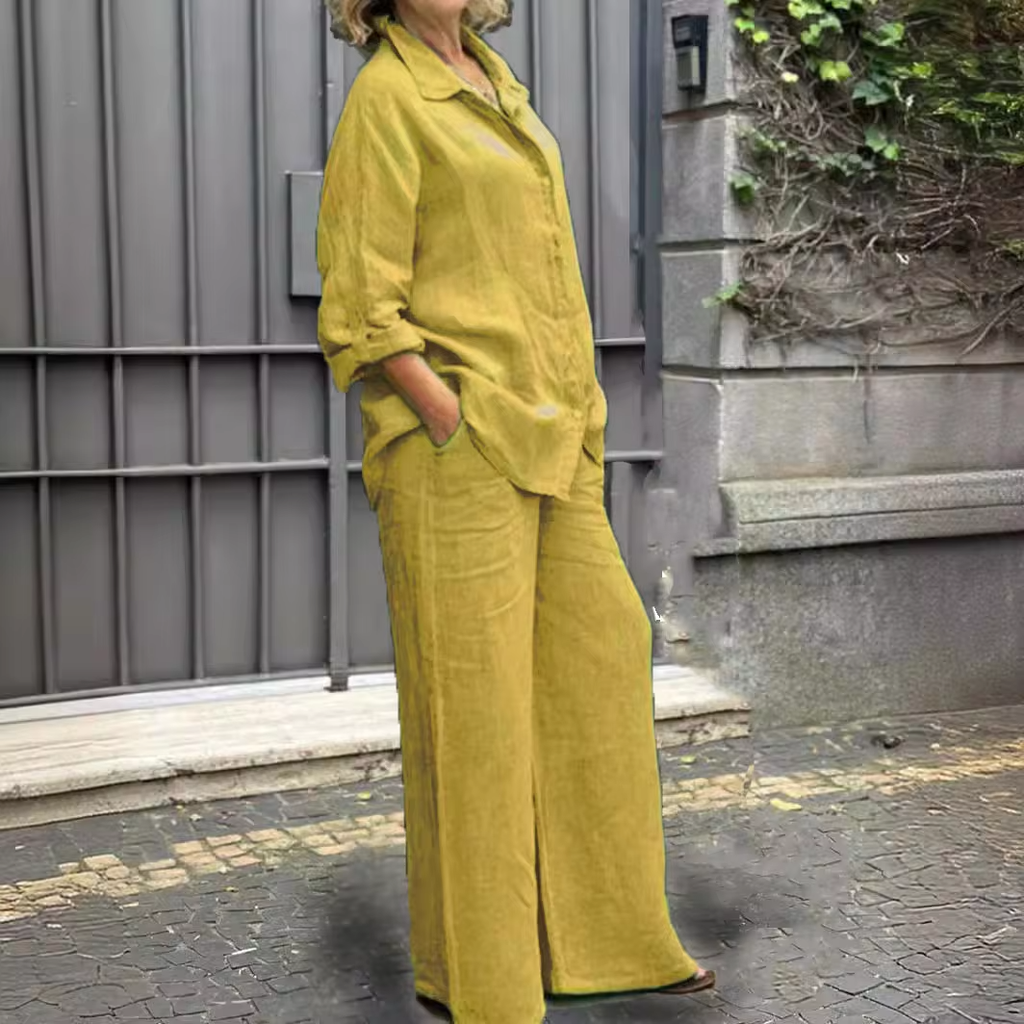 Amaris | Tweedelige linnen set voor dames – Vintage, casual boho-zomeroutfit