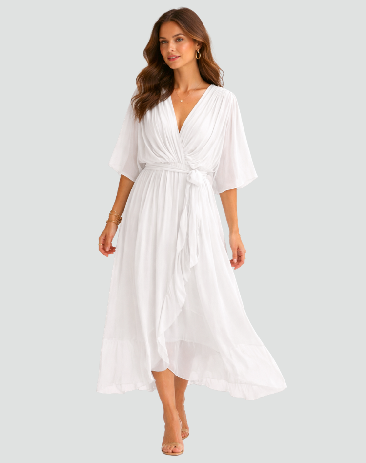 Arlette | Dames Elegante Wikkeljurk – Midi Gelegenheidsjurk met V-hals
