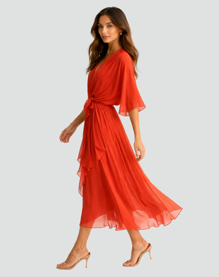 Arlette | Dames Elegante Wikkeljurk – Midi Gelegenheidsjurk met V-hals