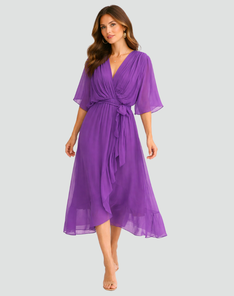 Arlette | Dames Elegante Wikkeljurk – Midi Gelegenheidsjurk met V-hals