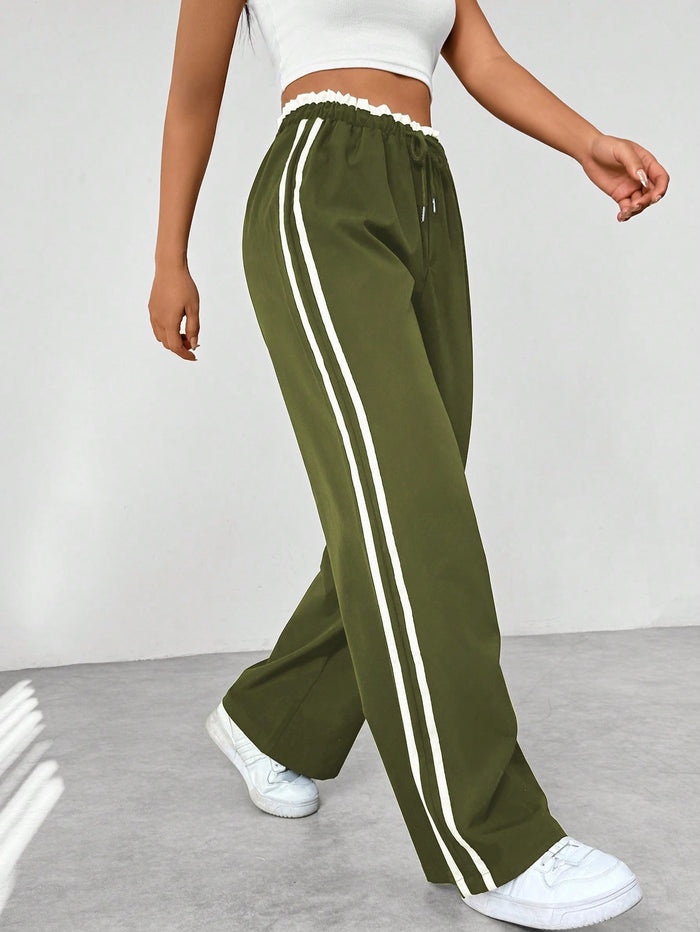Odelia | Dames Sportbroek – Wide Leg Jogger met Hoge Taille, Zijstrepen en Relaxte Fit