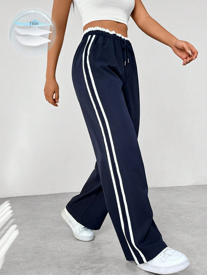 Odelia | Dames Sportbroek – Wide Leg Jogger met Hoge Taille, Zijstrepen en Relaxte Fit