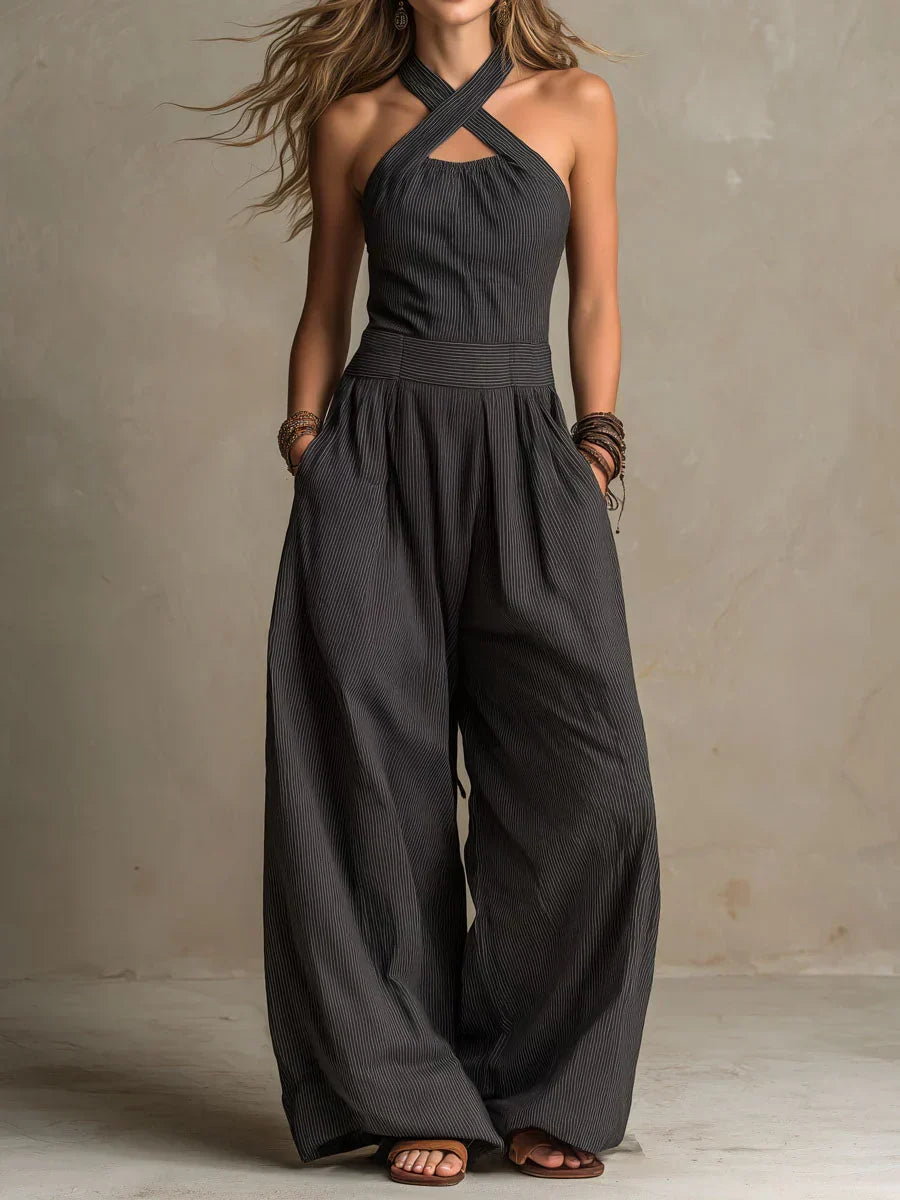 Camilla | Mouwloze jumpsuit voor dames – Elegante jumpsuit met gekruiste hals aan de voorkant