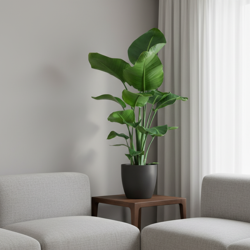 Strelitzia Nicolai met Viber pot grijs - 80cm - Ø21