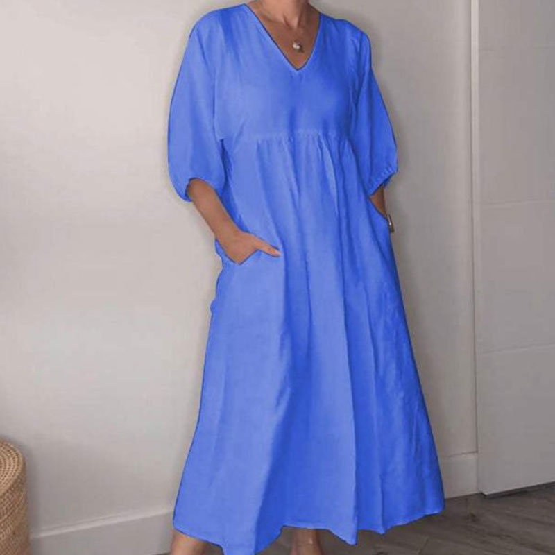 Flyn | Zomerjurk met V-hals voor dames – Comfortabele, chique, losvallende